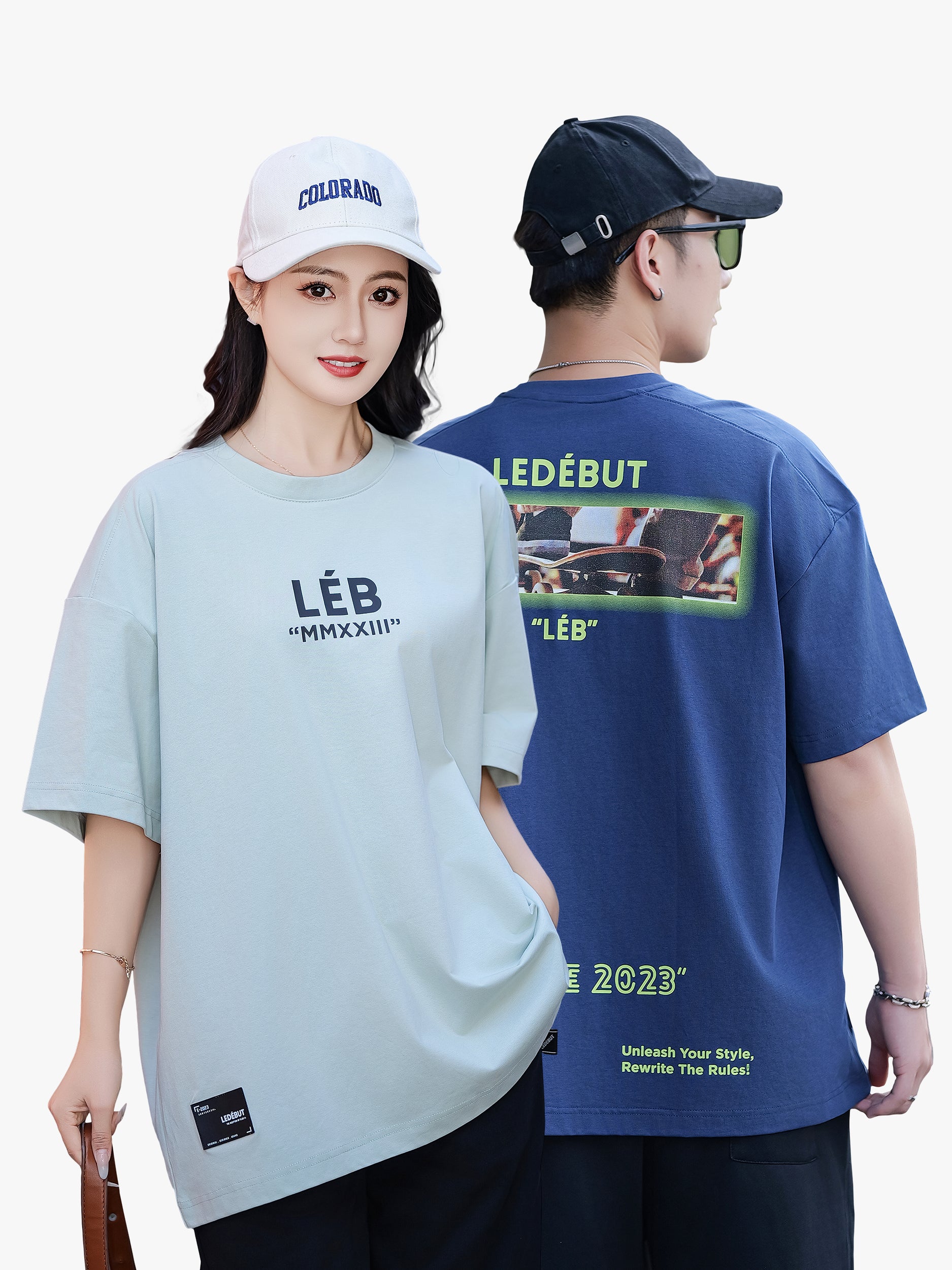 Unisex LEB Skateboard Back Print Oversized Tee