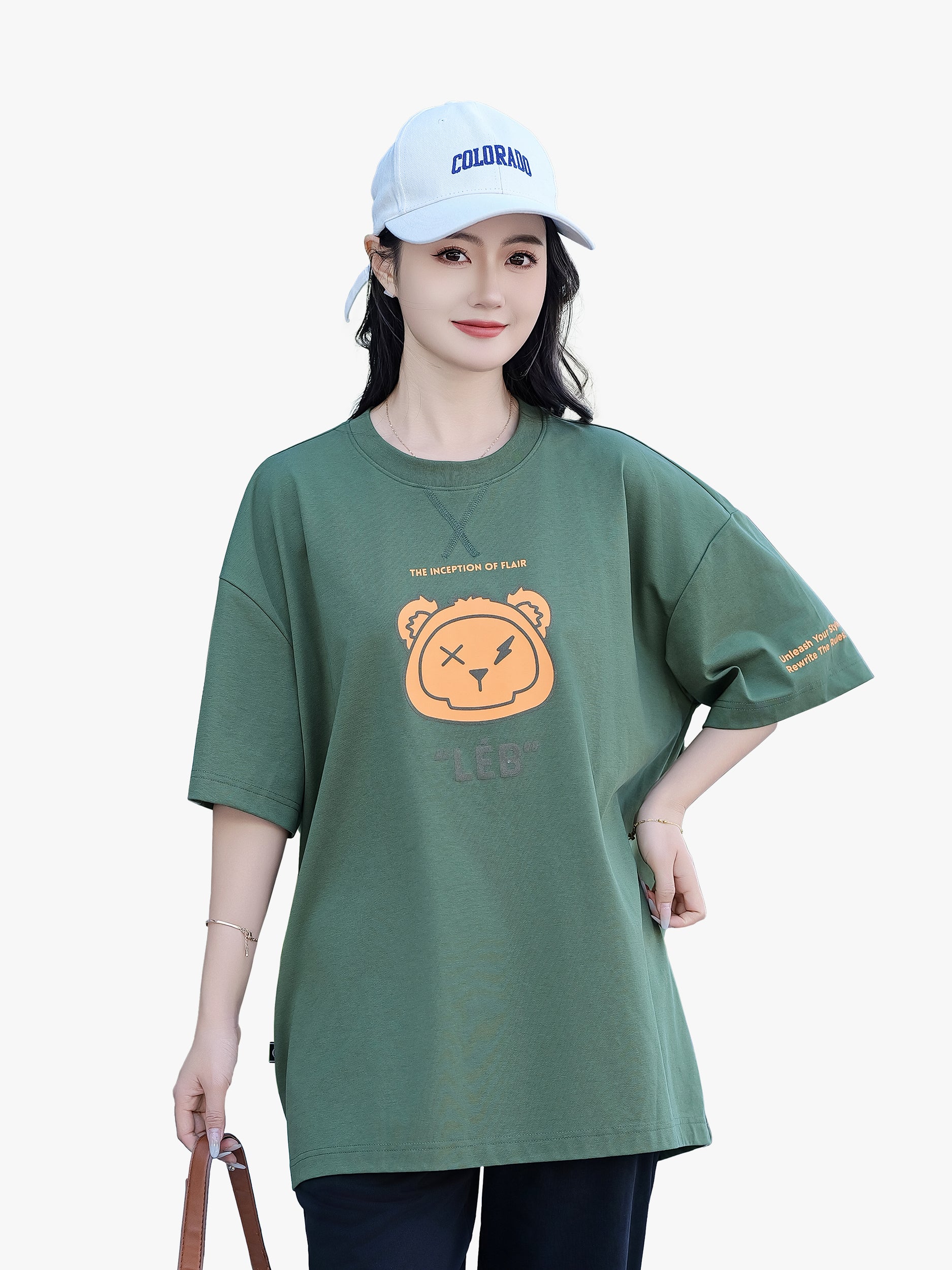 Unisex Centre LEB Puff Print Bear Graphic Oversized Tee