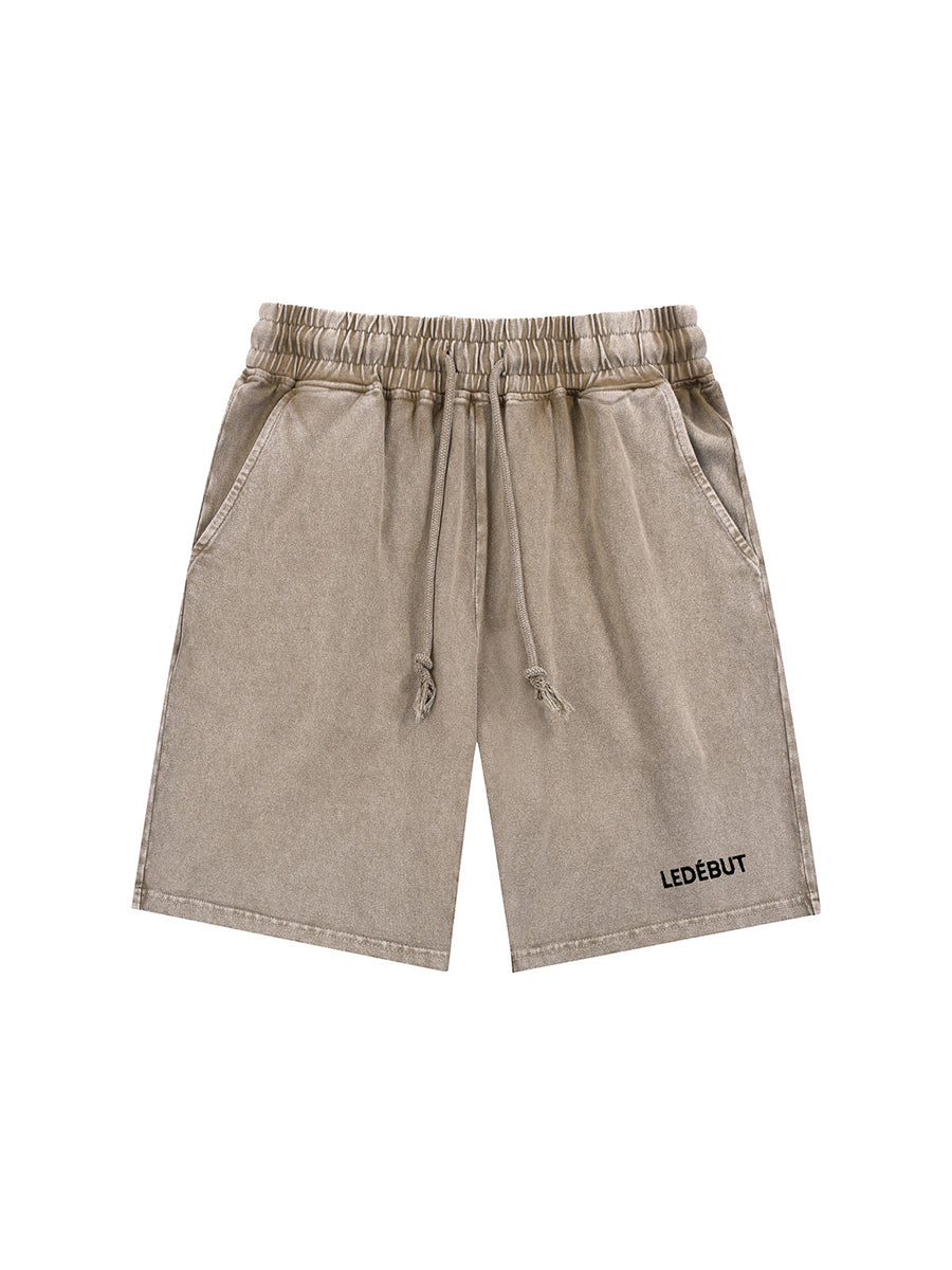 Men Terry Frost-Wash Embroidery Shorts