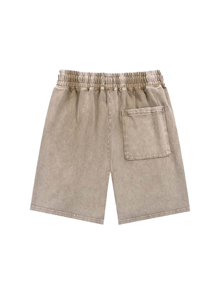 Men Terry Frost-Wash Embroidery Shorts