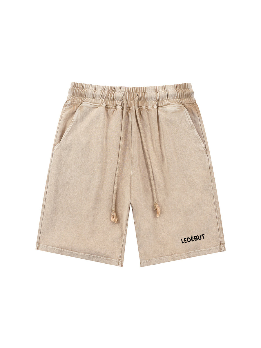 Men Terry Frost-Wash Embroidery Shorts