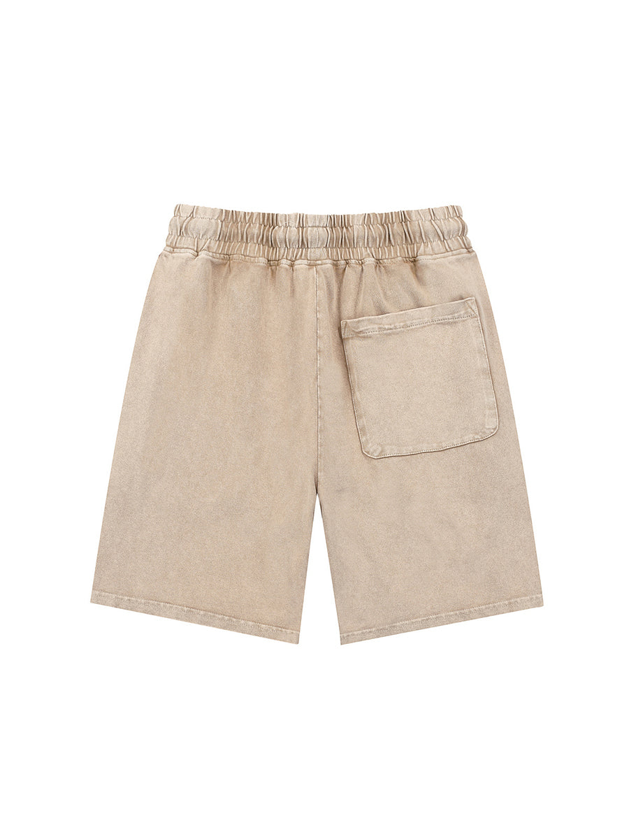 Men Terry Frost-Wash Embroidery Shorts