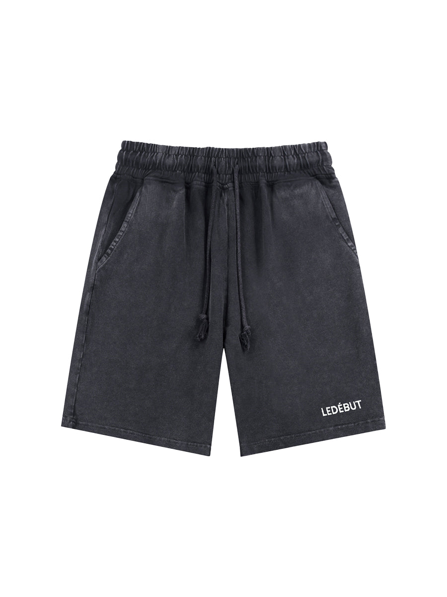 Men Terry Frost-Wash Embroidery Shorts