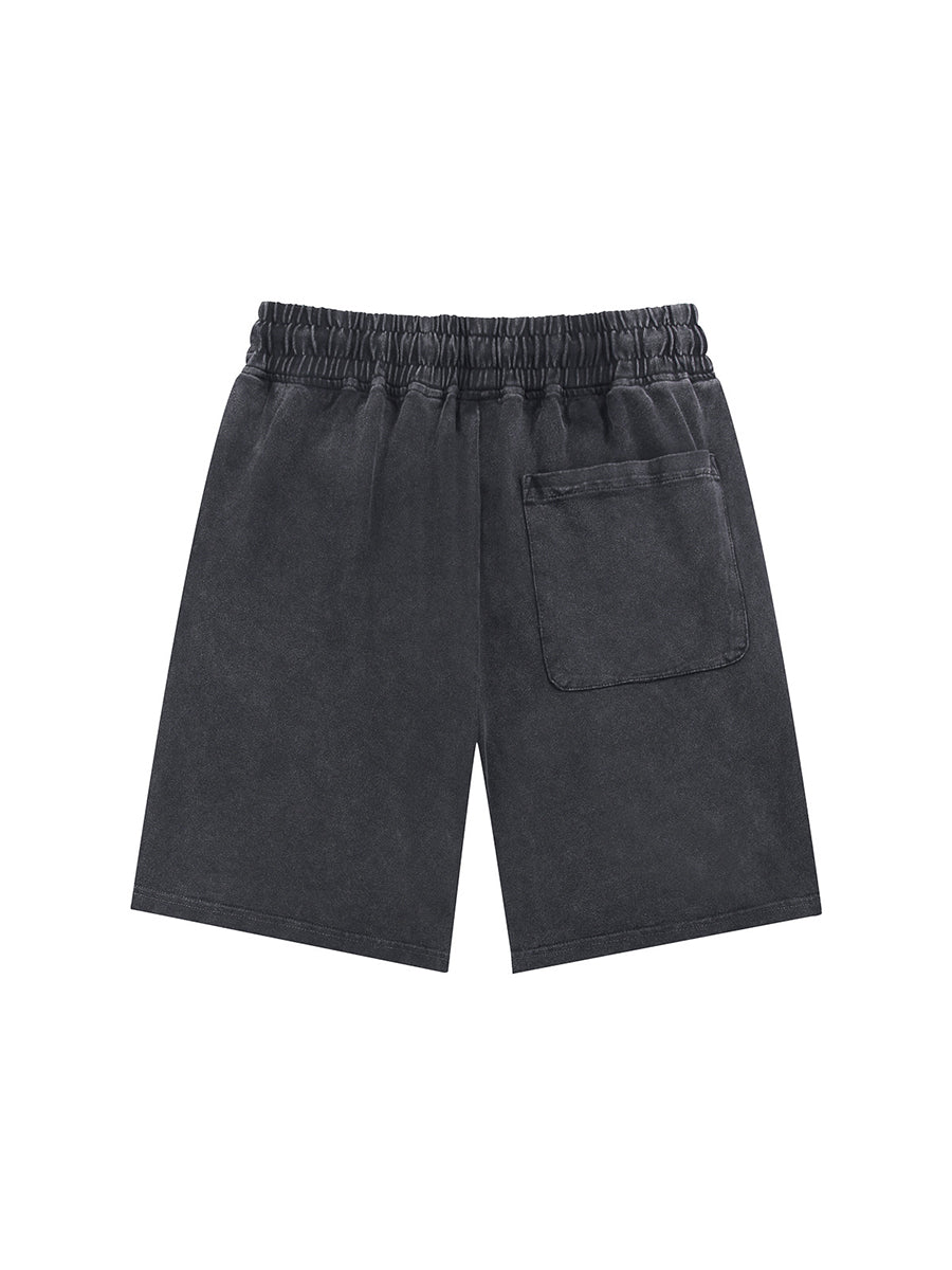 Men Terry Frost-Wash Embroidery Shorts