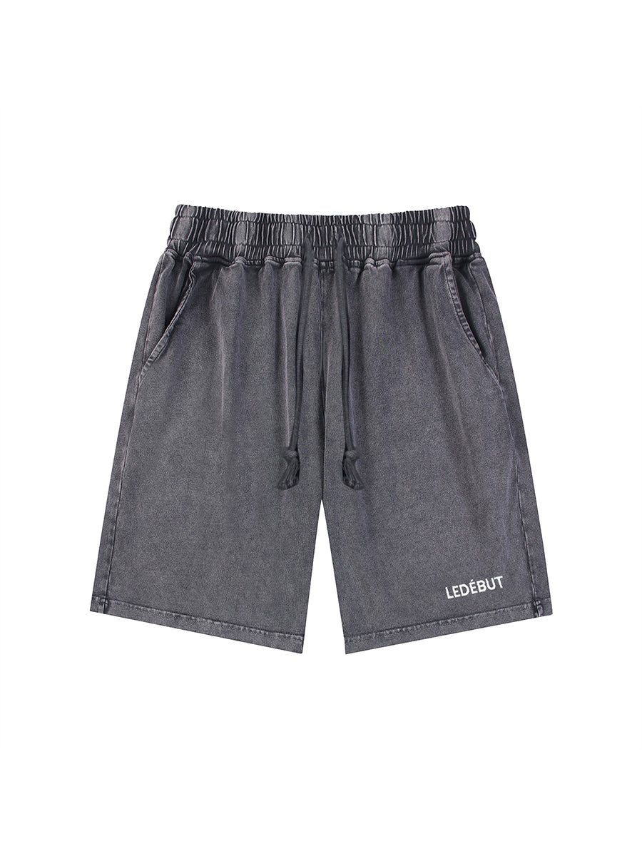 Men Terry Frost-Wash Embroidery Shorts