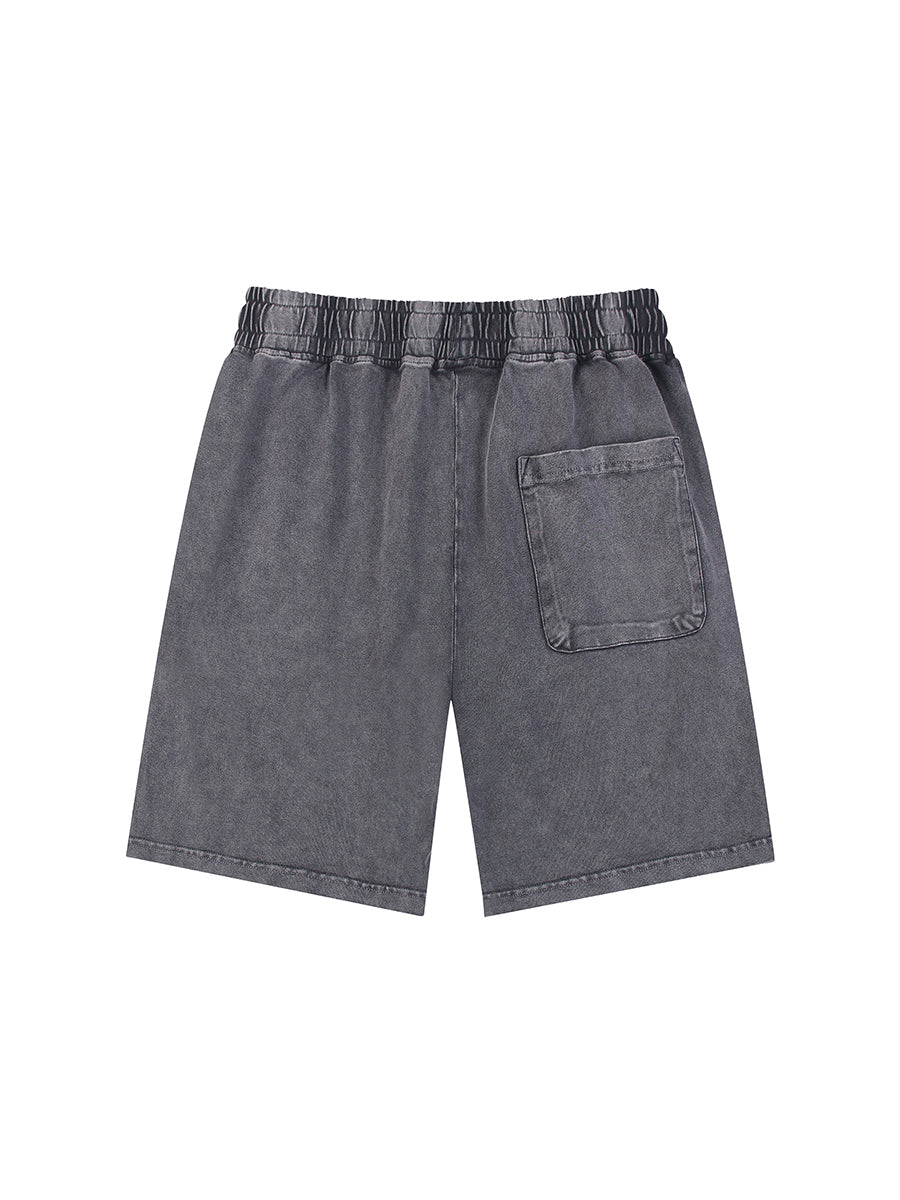 Men Terry Frost-Wash Embroidery Shorts