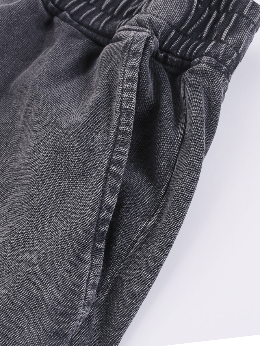 Men Terry Frost-Wash Embroidery Shorts