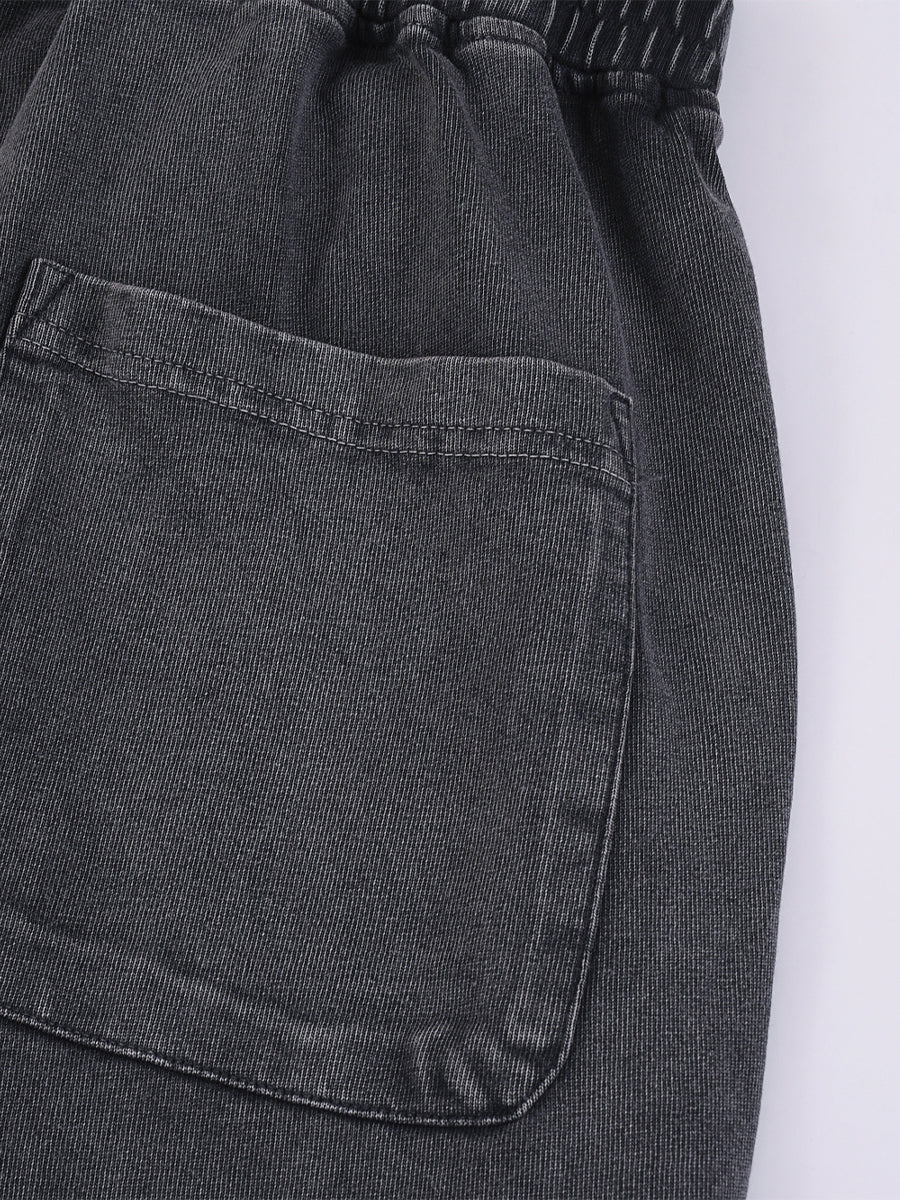 Men Terry Frost-Wash Embroidery Shorts