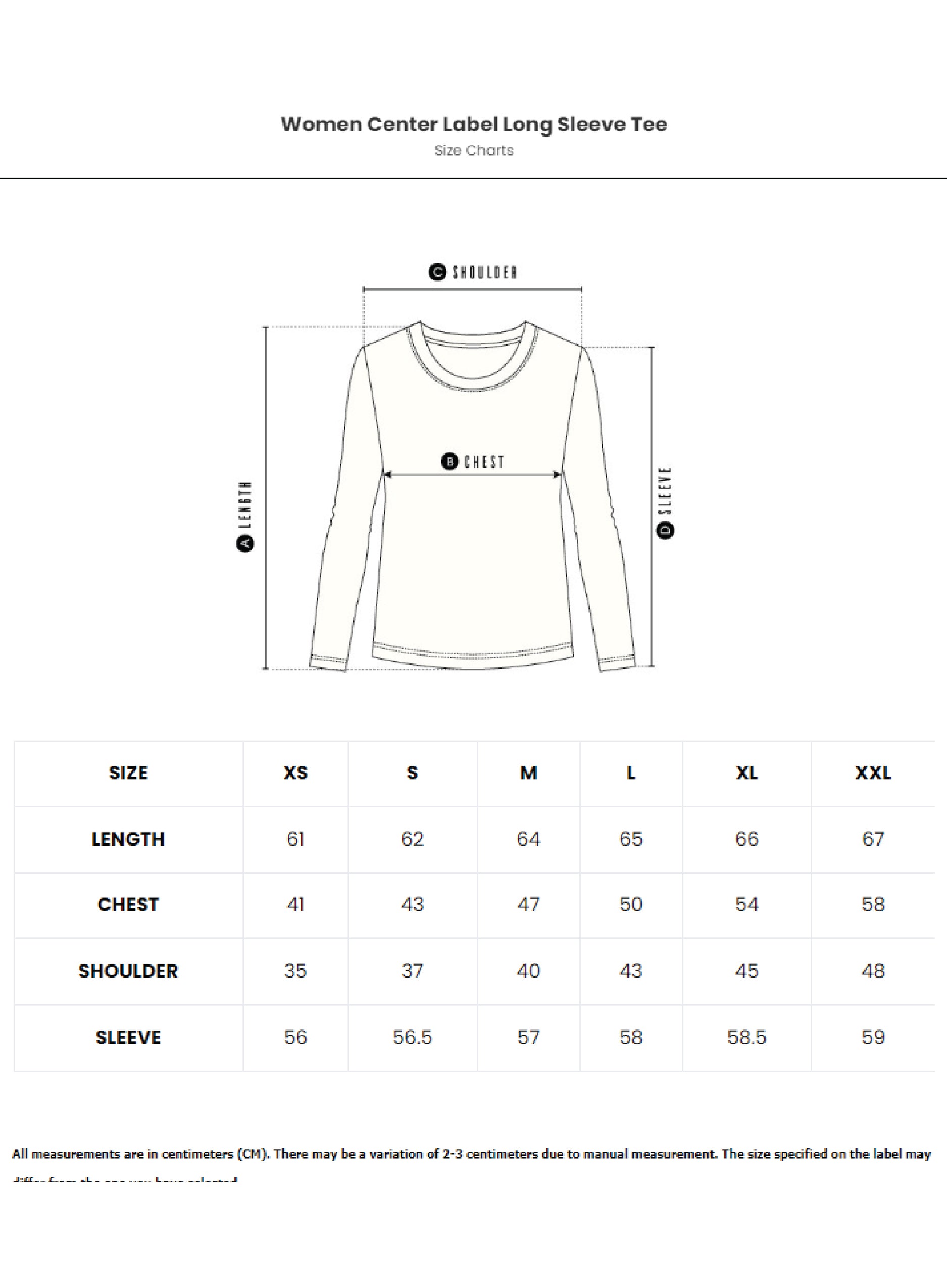 Women Center Label Long Sleeve Tee