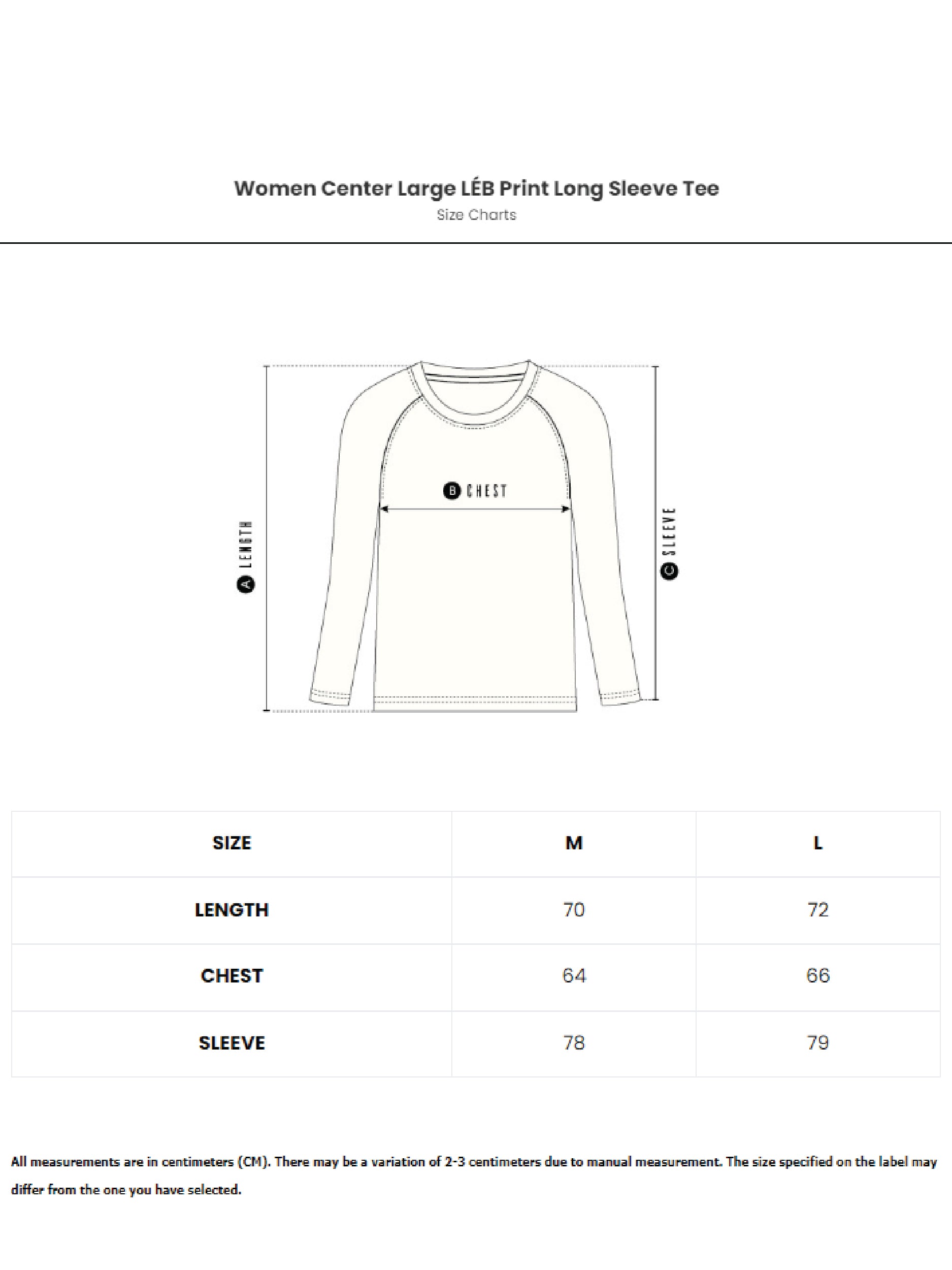 Women Center Large LÉB Print Long Sleeve Tee