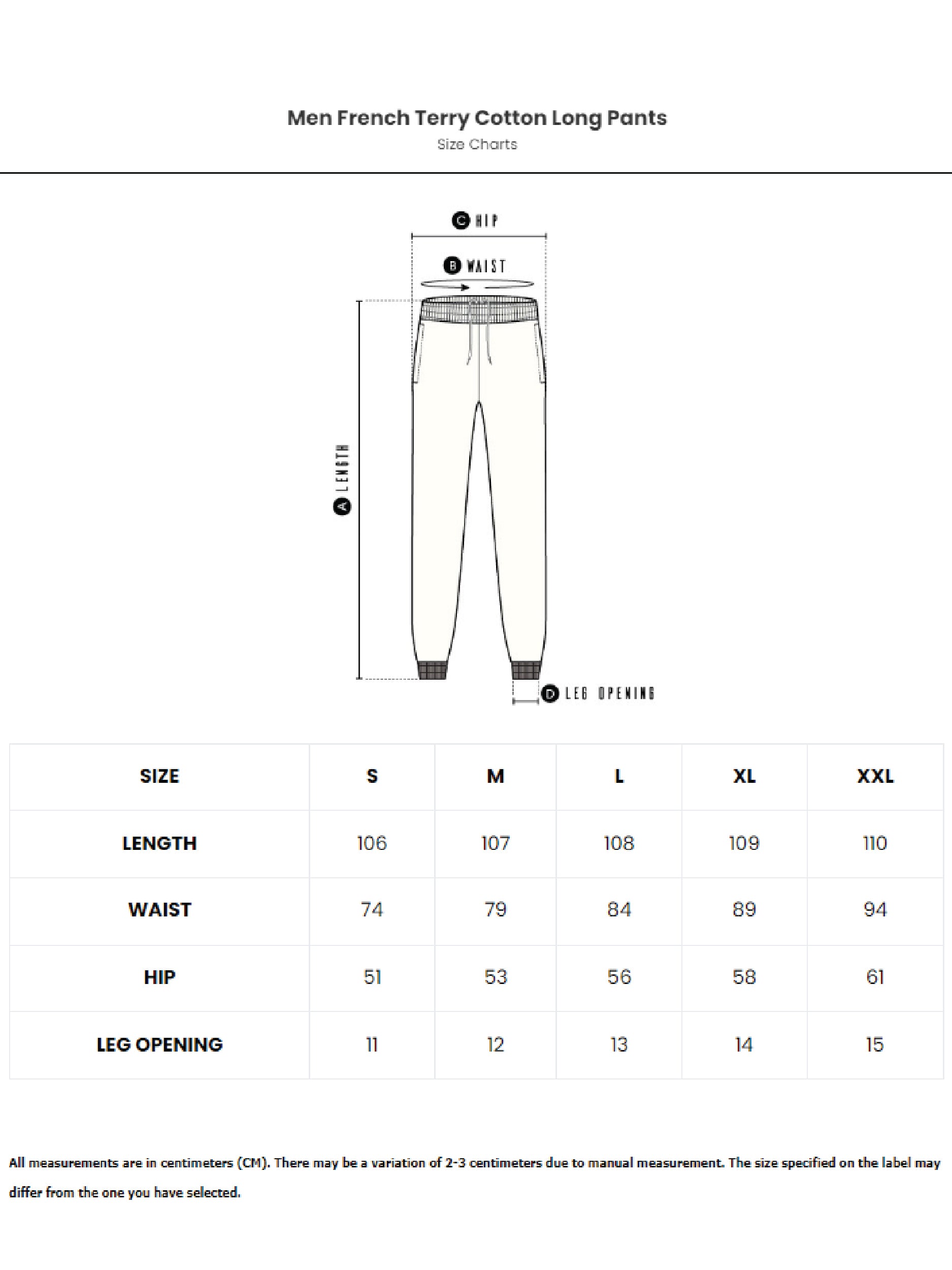 Men French Terry Cotton Long Pants